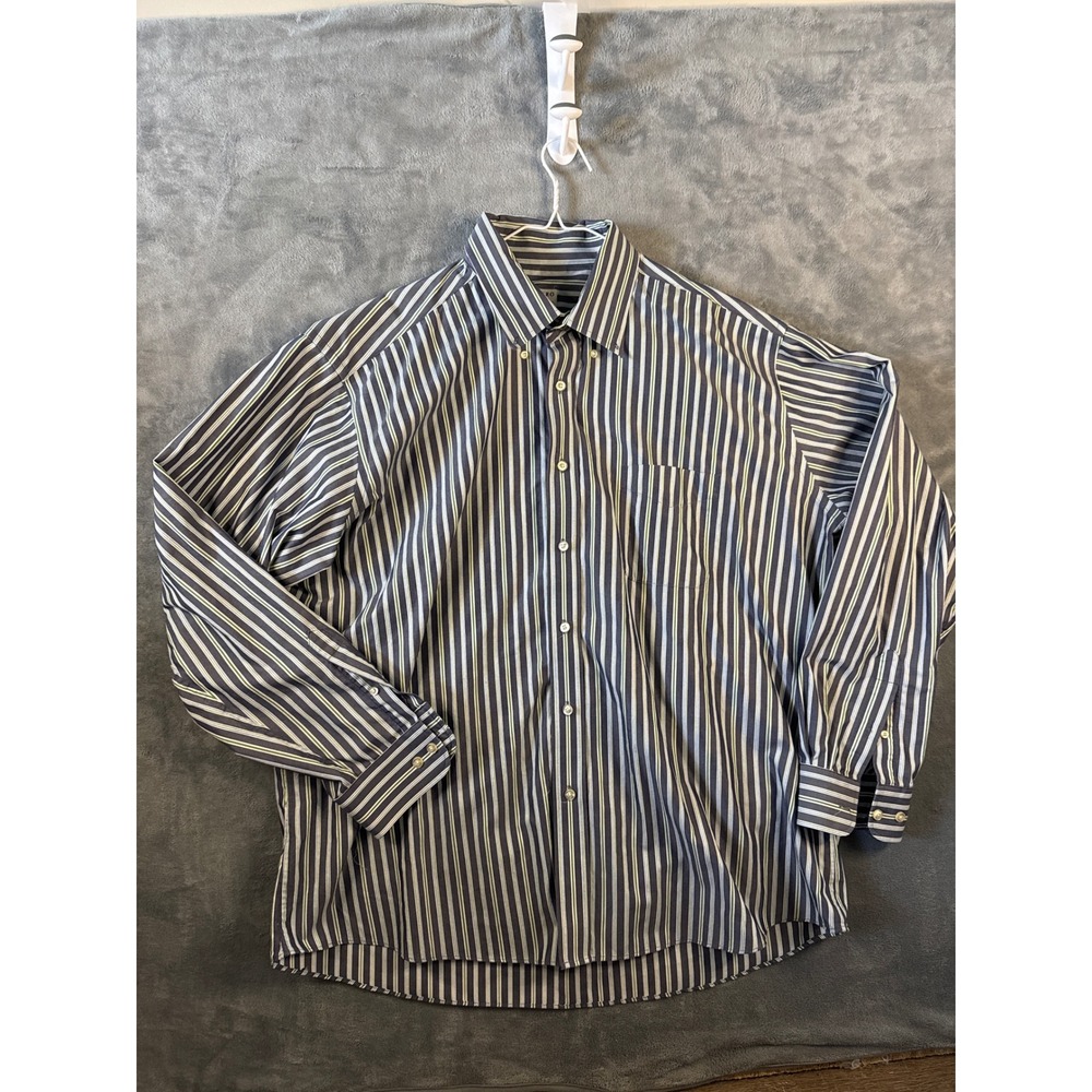 Sero by Forsyth Mens 2XL Tailored Fit No Iron Cotton Striped Button Down Shirt
